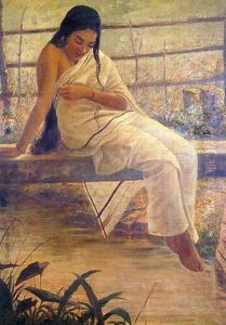 Lady on the Bridge by Raja Ravi Varma