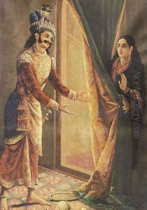 Keechaka and Sairandhri by Raja Ravi Varma