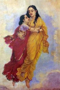 Menaka and Sakunthala by Raja Ravi Varma