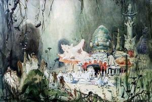 Sketch for the set of the opera 'Russalka' by Aleksandr Sergeyvich Dargomyzhsky (1813-69) 1884
