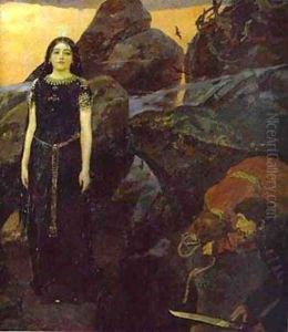Three Tsarevnas Of The Underground Kingdom Detail 2 1884 by Viktor Vasnetsov