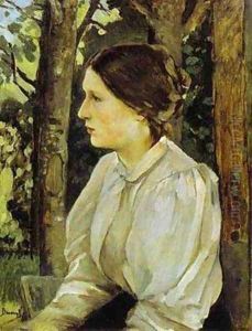 Portrait Of Tatyana Vasnetsova The Artists Daughter 1897 by Viktor Vasnetsov