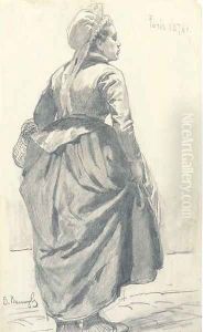A woman carrying a bag by Viktor Vasnetsov