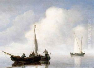 Small Craft In A Calm Off The Dutch Coast by Willem van de Velde the Younger