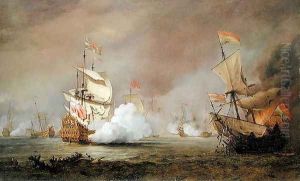 Sea Battle of the Anglo-Dutch Wars, c.1700 by Willem van de Velde the Younger