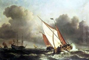 Dutch shipping offshore in a rising gale by Willem van de Velde the Younger