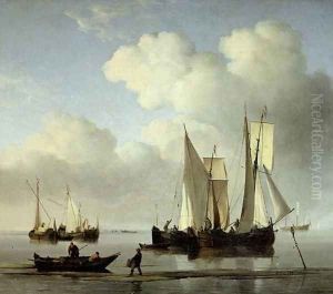 A Wijdship, a keep and other shipping in calm by Willem van de Velde the Younger