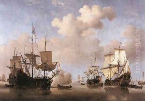 Calm- Dutch Ships Coming to Anchor 1665-70 by Willem van de Velde the Younger