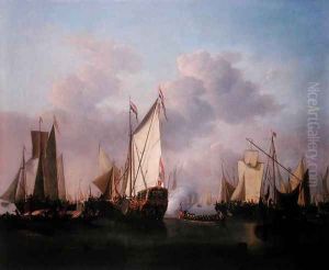 A States yacht and other Vessels in a very light air, c.1655