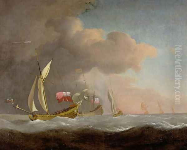 English Royal Yachts at sea - view 1