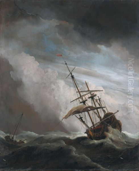 Ship in High Seas Caught by a Squall - view 1