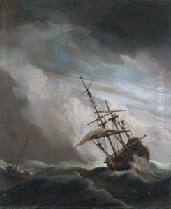 Ship in High Seas Caught by a Squall by Willem van de Velde the Younger