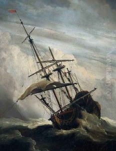 Ship in High Seas Caught by a Squall [detail #1] by Willem van de Velde the Younger