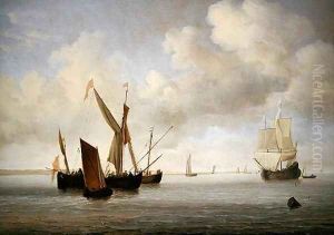 A galjoot and a smalschip at anchor