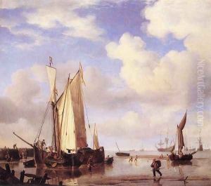 Ships Close Inshore at Low Tide