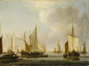 Fishing Boats in a Calm by Willem van de Velde the Younger