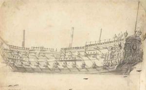 An English ship of 54 guns, possibly the Bristol An English ship of 54 guns, possibly the Bristol