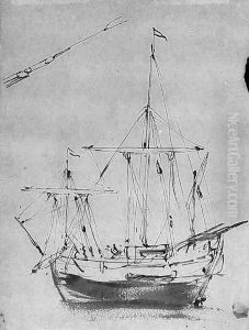 A small merchantman with a subsidiary study of a spar A small merchantman with a subsidiary study of a spar
