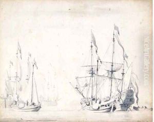 A frigate at sea by Willem van de Velde the Younger