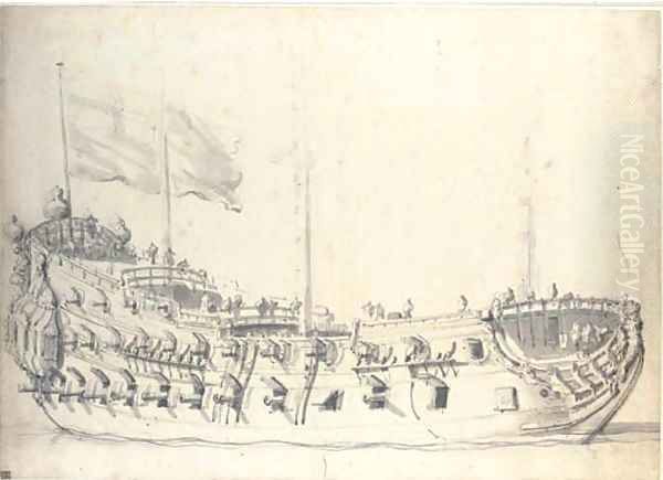 The English ship Tiger from the starboard bow - view 1