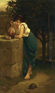 Etruscan Girl with Turtle by Elihu Vedder