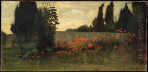 Cypress and Poppies by Elihu Vedder