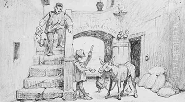 The Fable of the Miller, His Son and the Donkey No. 1 by Elihu Vedder