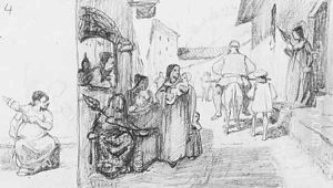 The Fable of the Miller, His Son and the Donkey No. 4 by Elihu Vedder