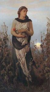 Girl with Poppies by Elihu Vedder