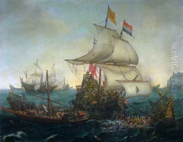Dutch Ships Ramming Spanish Galleys off the Flemish Coast in October 1602 by Cornelis Hendricksz. The Younger Vroom