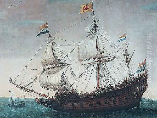 Het uitzeilen van een aantal Oost-Indiëvaarders uit het Marsdiep. In het midden het schip 'Mauritius' - view 1
