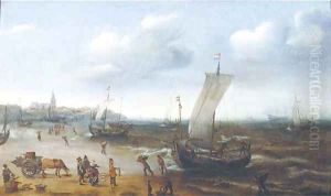 The beach at Scheveningen by Cornelis Hendricksz. The Younger Vroom