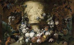 Garland of Flowers by Gaspar-pieter The Younger Verbruggen