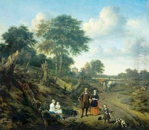 Family Portrait in a Landscape by Adriaen Van De Velde