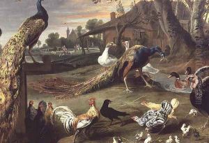Peacock and other Birds in a Landscape by Jan Victors