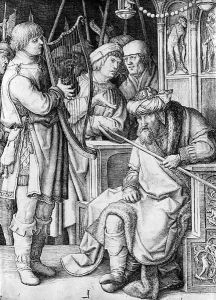 David playing the Harp before Saul