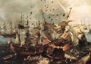 Battle Of Gibraltar by Hendrick Cornelisz. Vroom