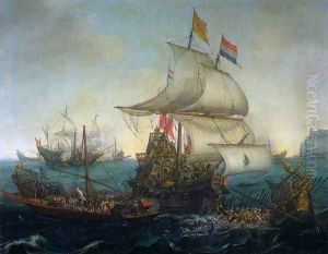 Dutch Ships Ramming Spanish Galleys off the Flemish Coast in October 1602, 1617 by Hendrick Cornelisz. Vroom
