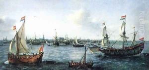 The Harbour in Amsterdam 1630 by Hendrick Cornelisz. Vroom