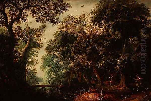 A Stag Hunt in a forest - view 1