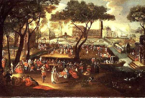 Elegant Figures in a Formal Garden - view 1