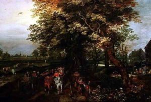 Wooded Landscape with Peasants