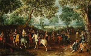 Soldiers in a forest clearing