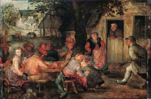 Boors merrymaking outside an inn by David Vinckboons I