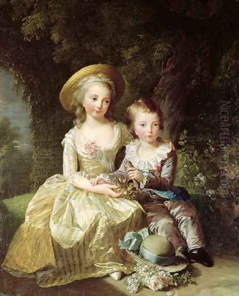 Child portraits of Marie-Therese-Charlotte of France 1778-1851, future Duchess of Angouleme, and Louis-Joseph-Xavier of France 1781-89 Premier Dauphin, 1784 - view 1