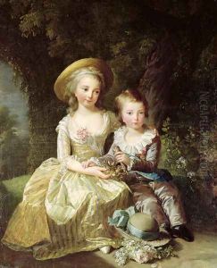 Child portraits of Marie-Therese-Charlotte of France 1778-1851, future Duchess of Angouleme, and Louis-Joseph-Xavier of France 1781-89 Premier Dauphin, 1784