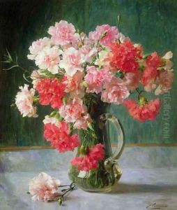Still life of Carnations by Emile Vernon