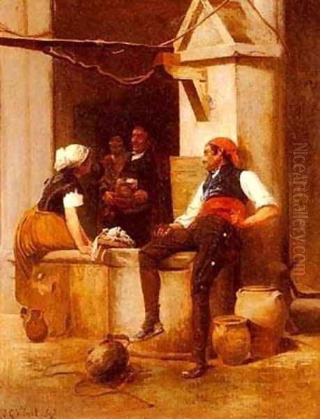 Vibert Jean Georges Conversation At The Fountain - view 1