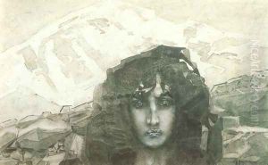 Head of Demon, 1890-91 by Mikhail Aleksandrovich Vrubel