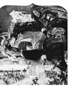 Flight of Faust and Mephisto 1896 by Mikhail Aleksandrovich Vrubel
